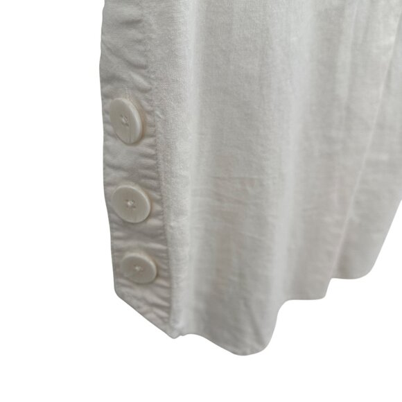 Nicole Miller Womans White Linen Blend Short Sleeve Button Detail Blouse S - Picture 4 of 10